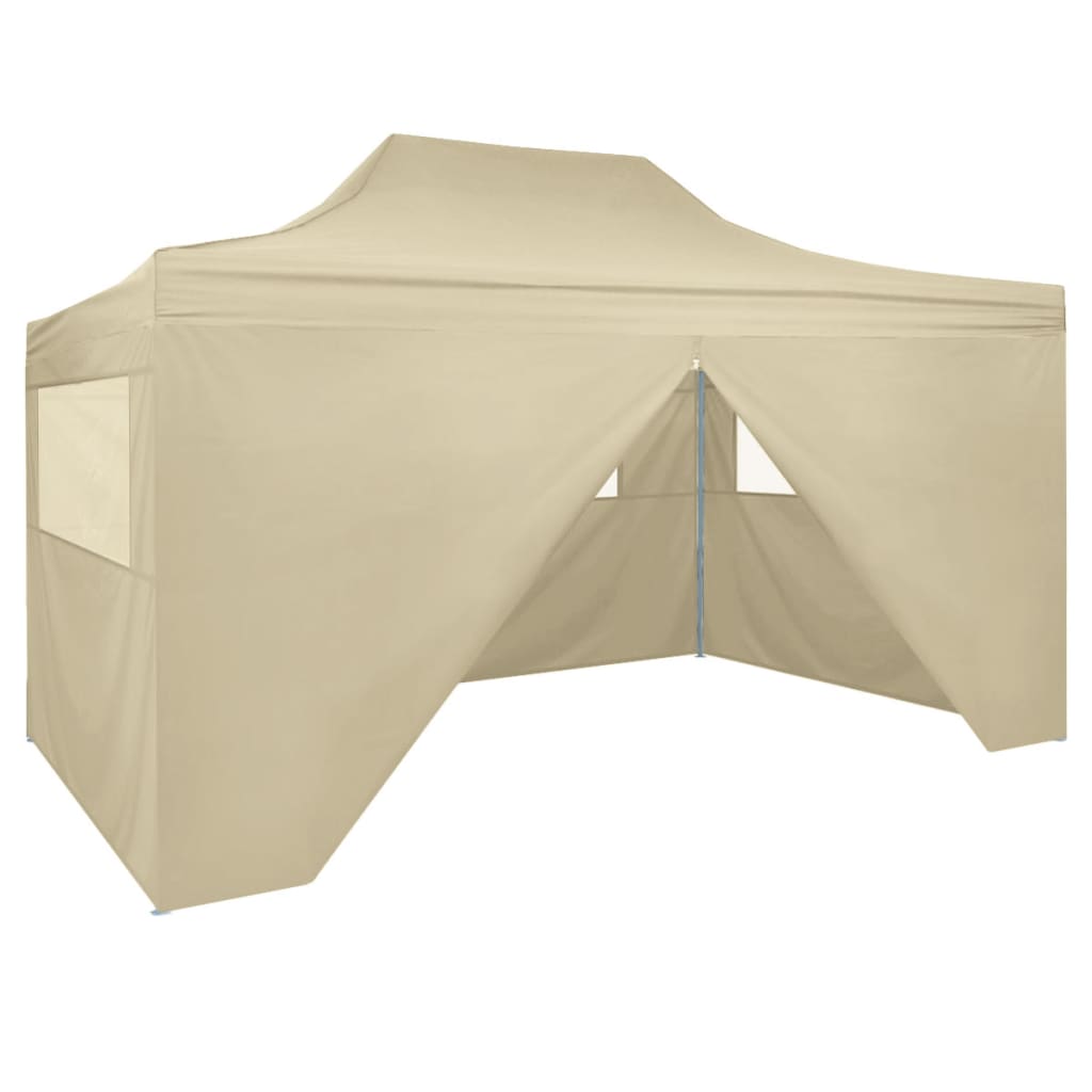 Foldable Tent Pop-Up with 4 Side Walls 9.8'x14.8' Cream White