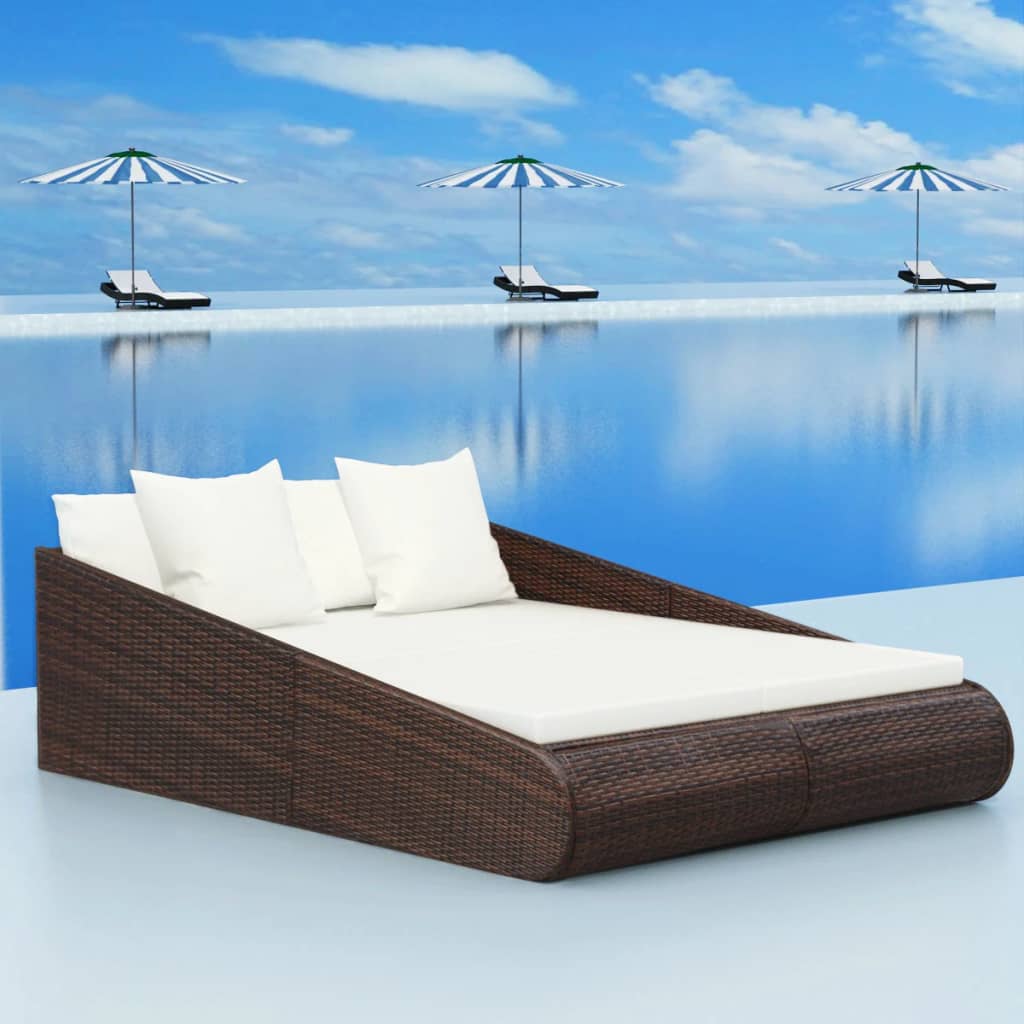 Patio Bed Brown 79.1"x54.7" Poly Rattan