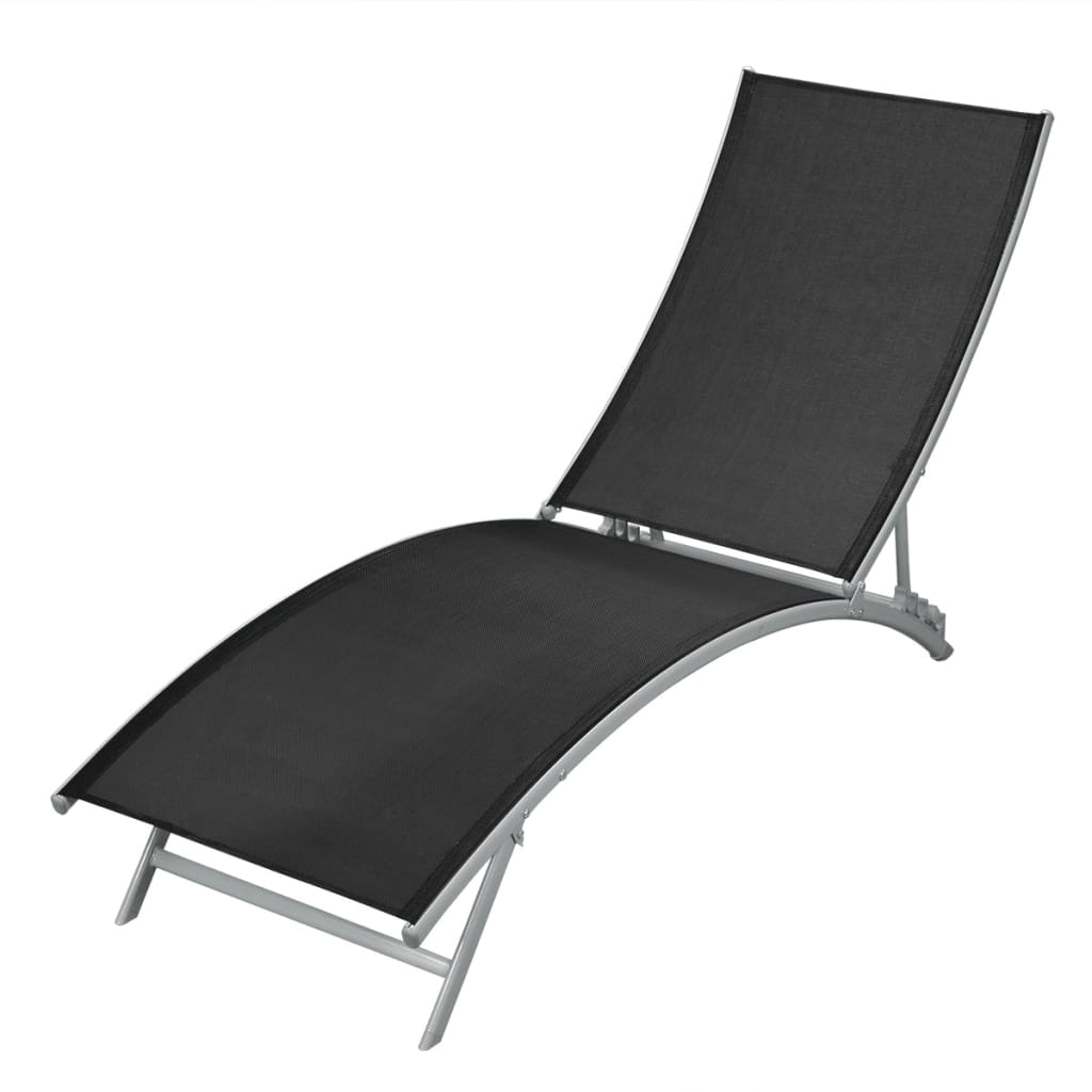 Sun Lounger Steel and Te x tilene Black