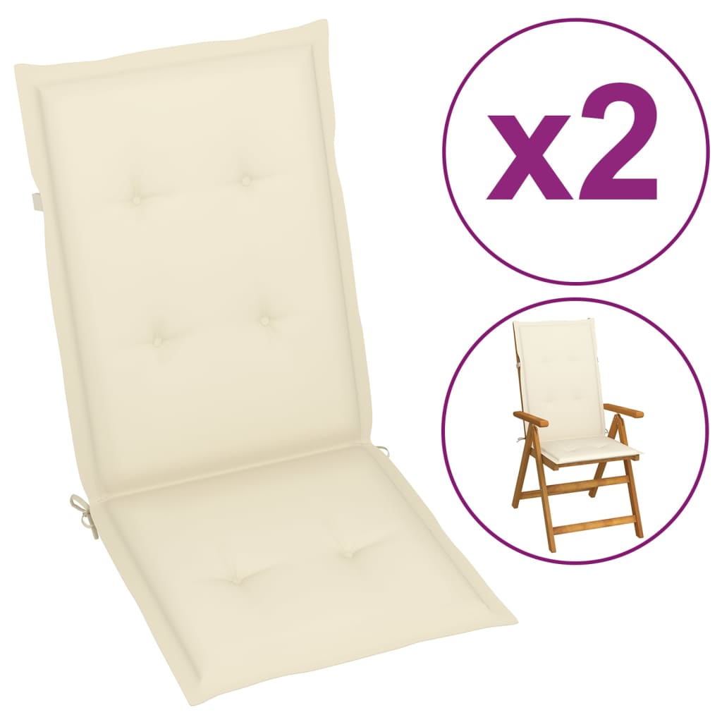 Garden Chair Cushions 2 pcs Cream 47.2"x19.7"x1.2"