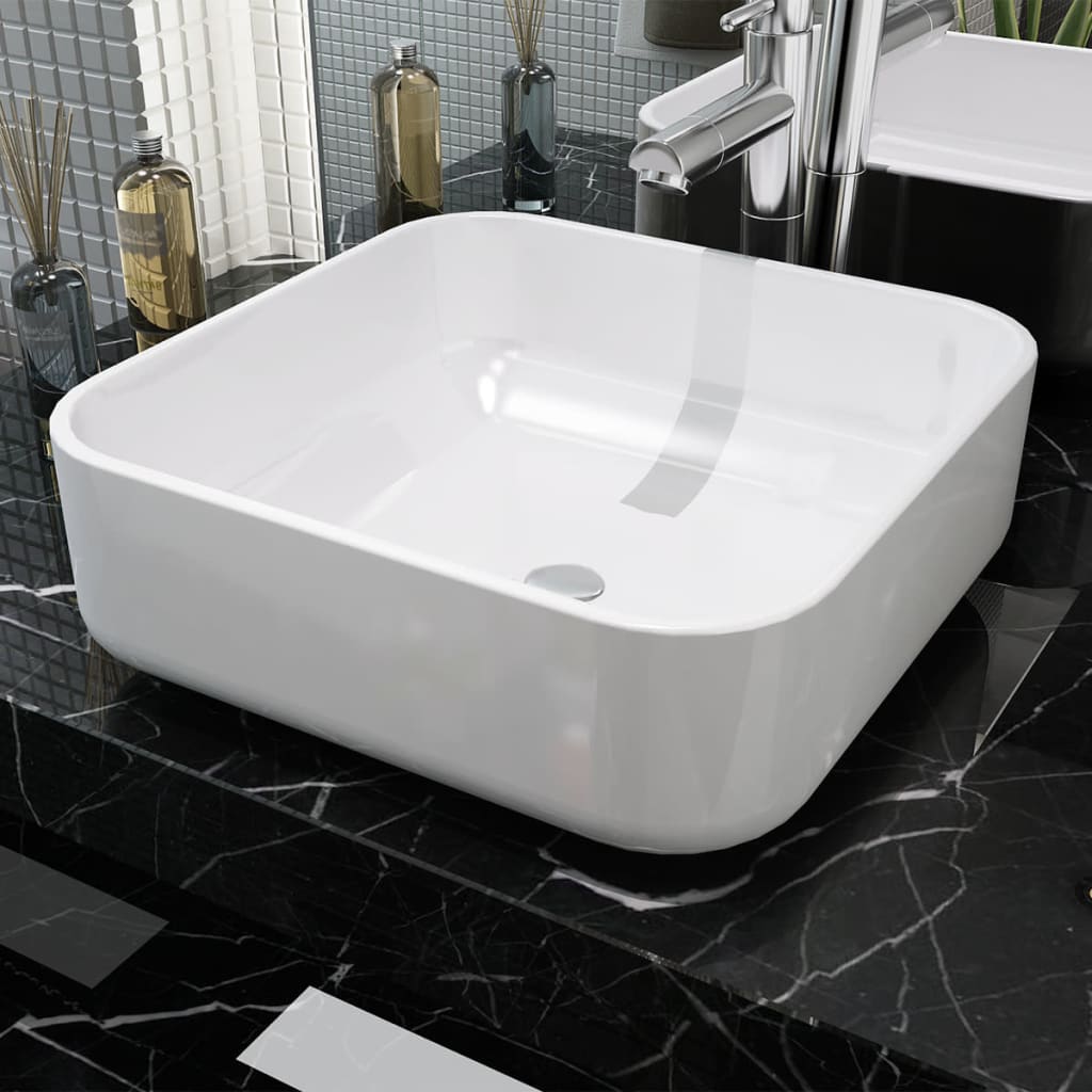 Basin Square Ceramic White 15"x15"x5.3"