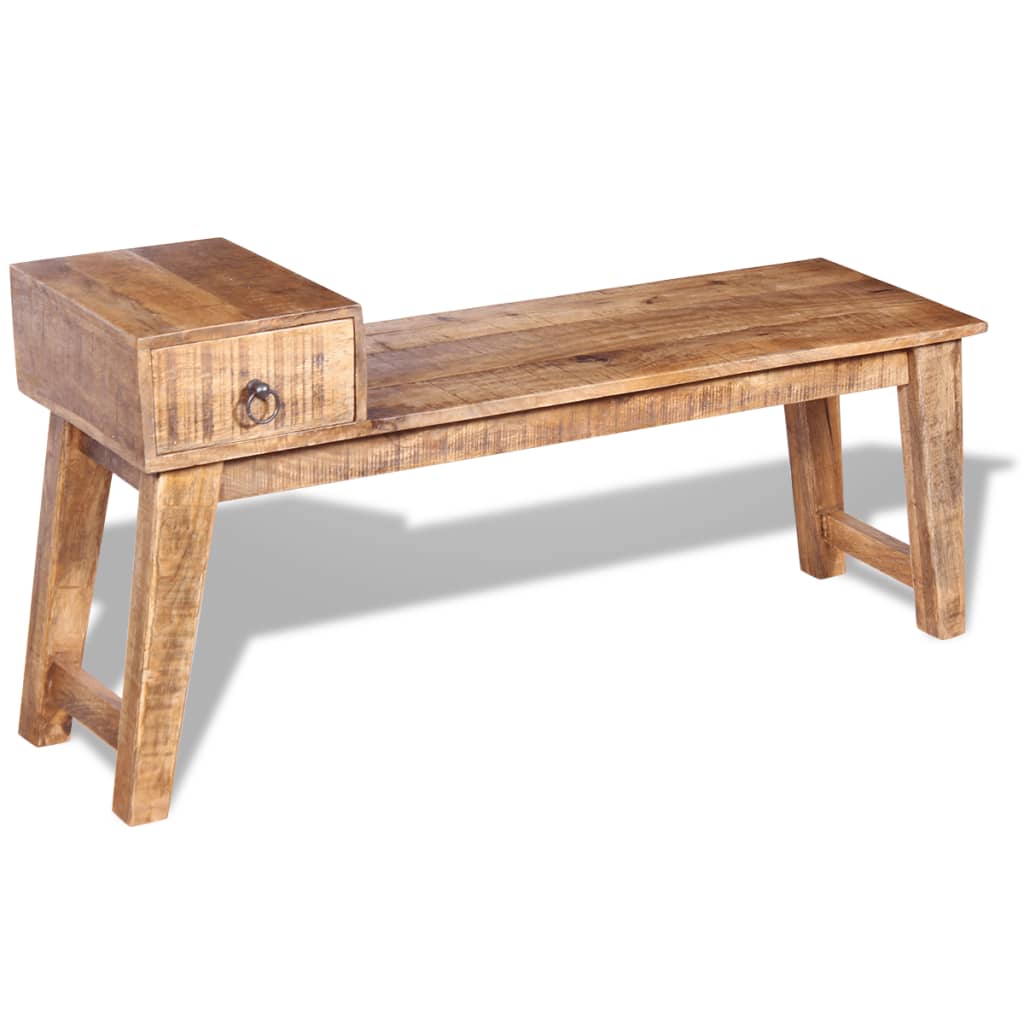 Bench with Drawer Solid Mango Wood 47.2"x14.2"x23.6"