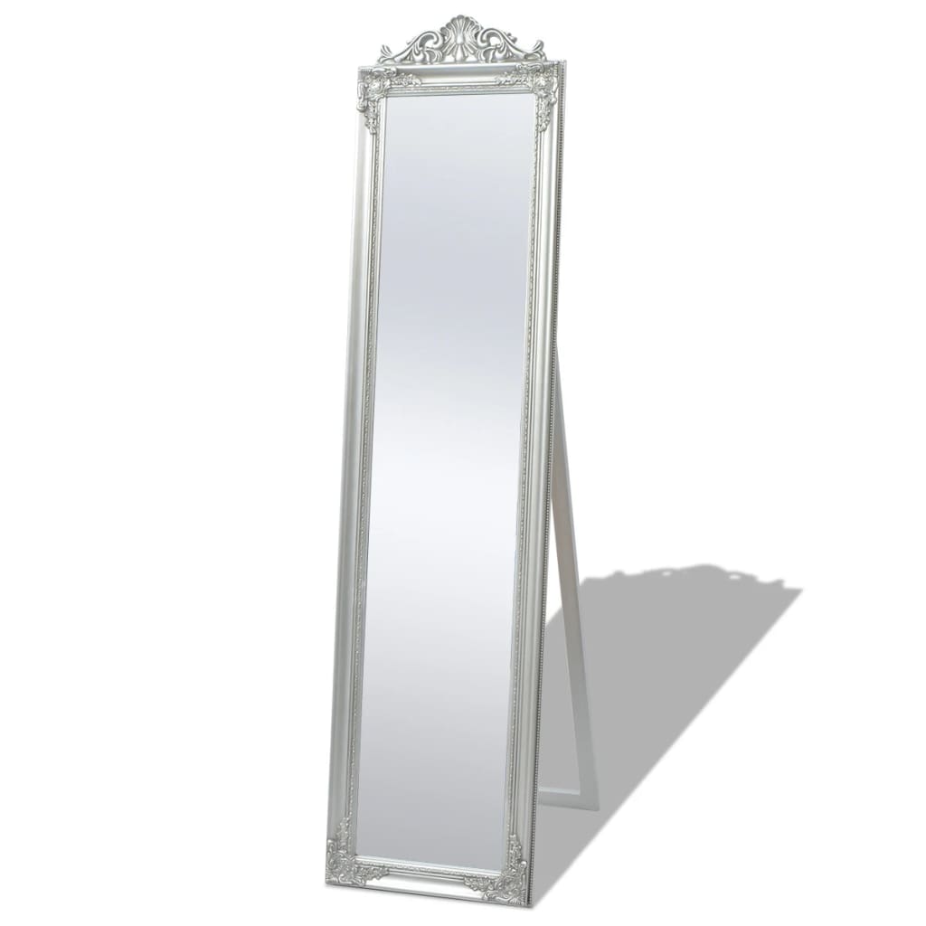 Free-Standing Mirror Baroque Style 63"x15.7" Silver