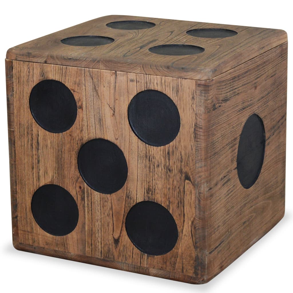 Storage Box Mindi Wood 15.7"x15.7"x15.7" Dice Design