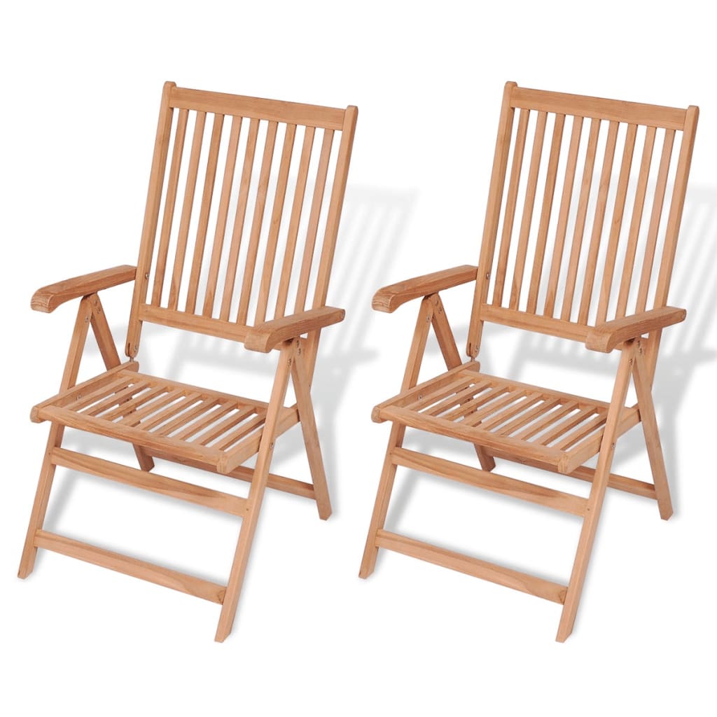 Reclining Patio Chairs 2 pcs Solid Teak Wood