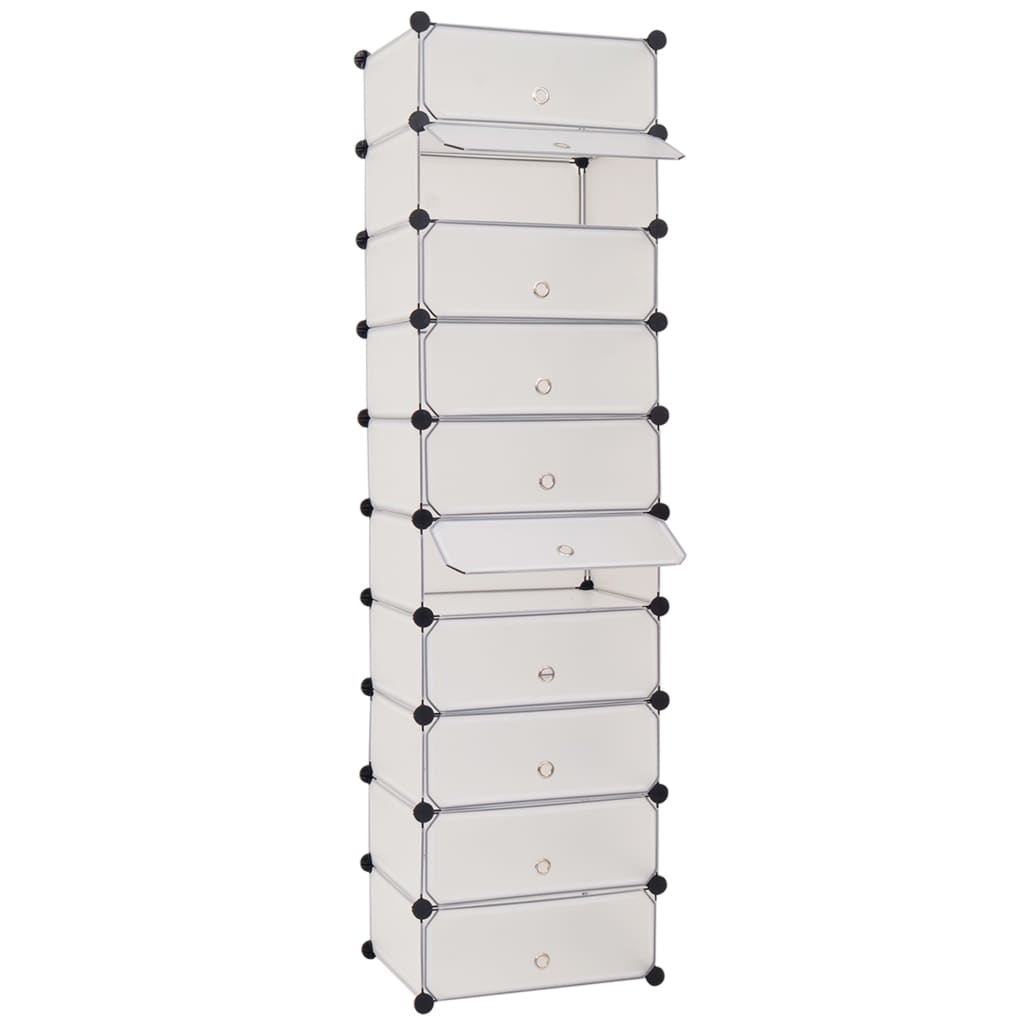 Interlocking Shoe Organizer with 10 Compartments White