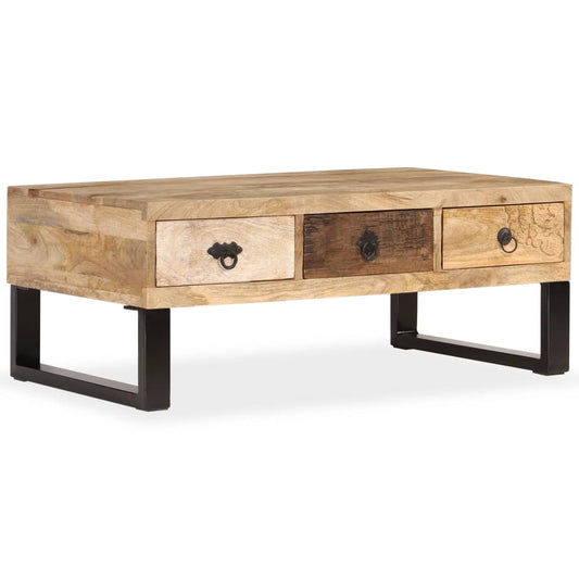 Coffee Table with 3 Drawers Solid Mango Wood 35.4"x19.7"x13.8"