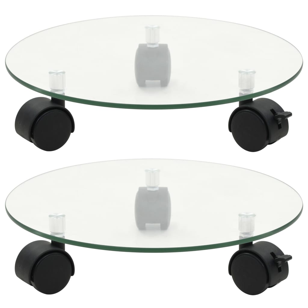 Plant Rollers 2 pcs Tempered Glass 11" Round