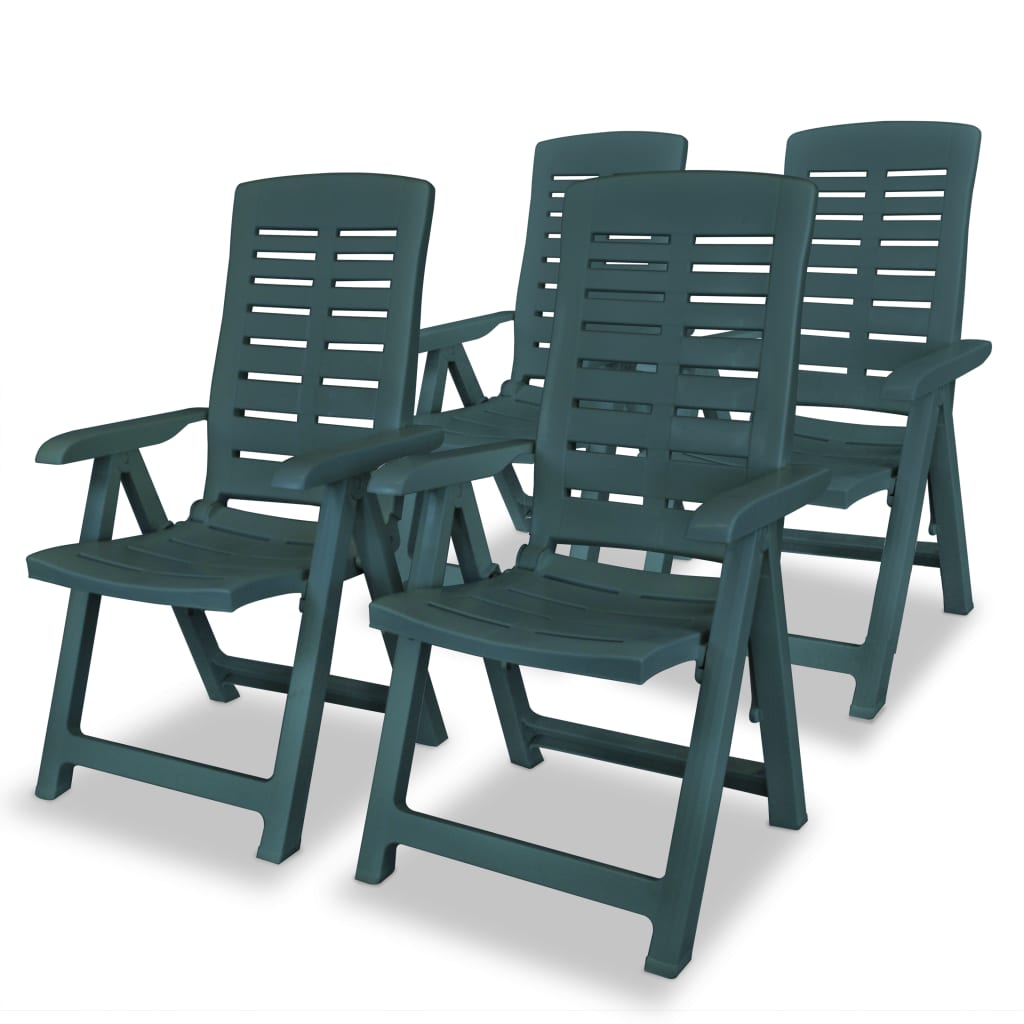 Reclining Patio Chairs 4 pcs Plastic Green