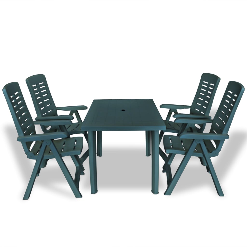 5 Piece Patio Dining Set Plastic Green