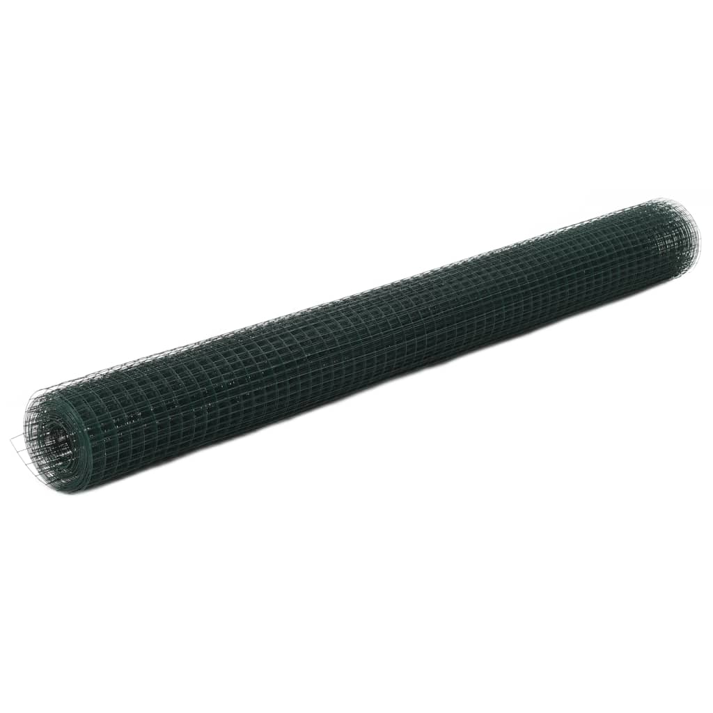 Chicken Wire Fence Steel with PVC Coating 32.8'x4.9' Green