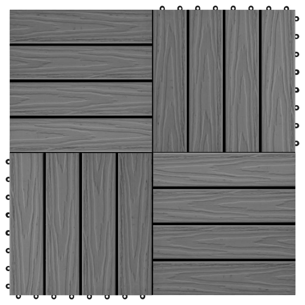 11 pcs Decking Tiles Deep Embossed WPC 11.8"x11.8" 1 sqm Gray