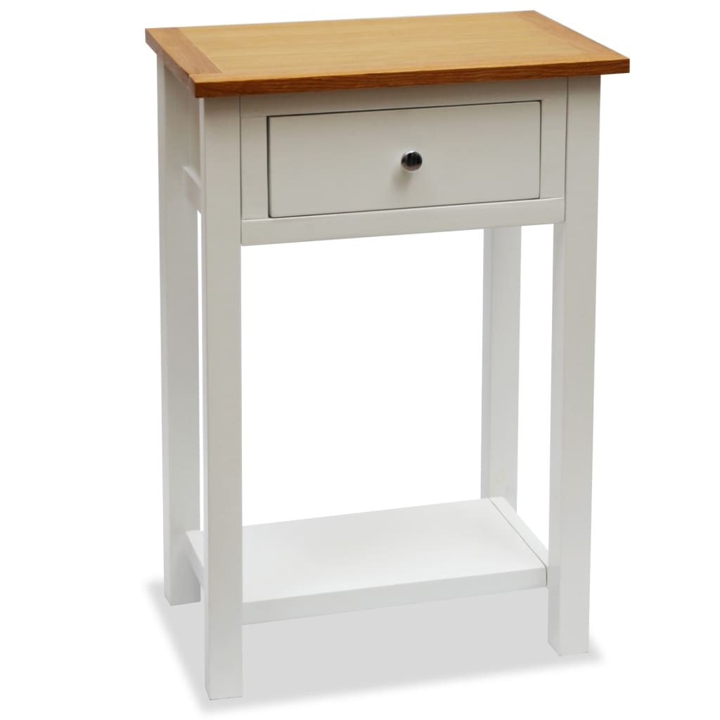 End Table 19.7"x12.6"x29.5" Solid Oak Wood