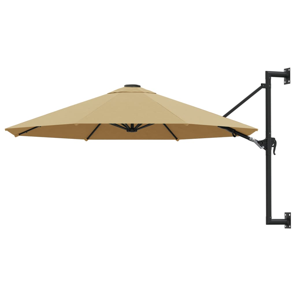 Wall-Mounted Parasol with Metal Pole 118.1" Taupe