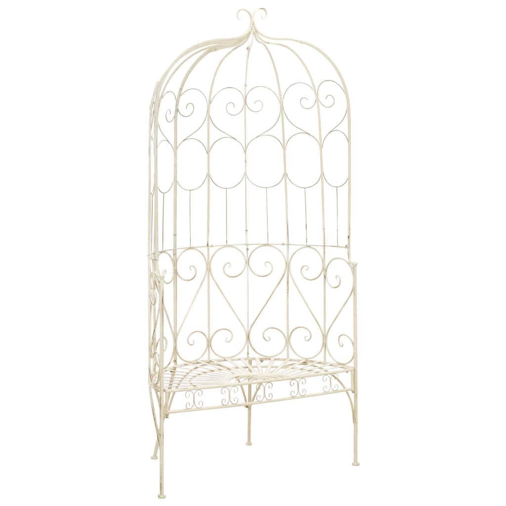 Patio Bench 37.4" Iron Antique White