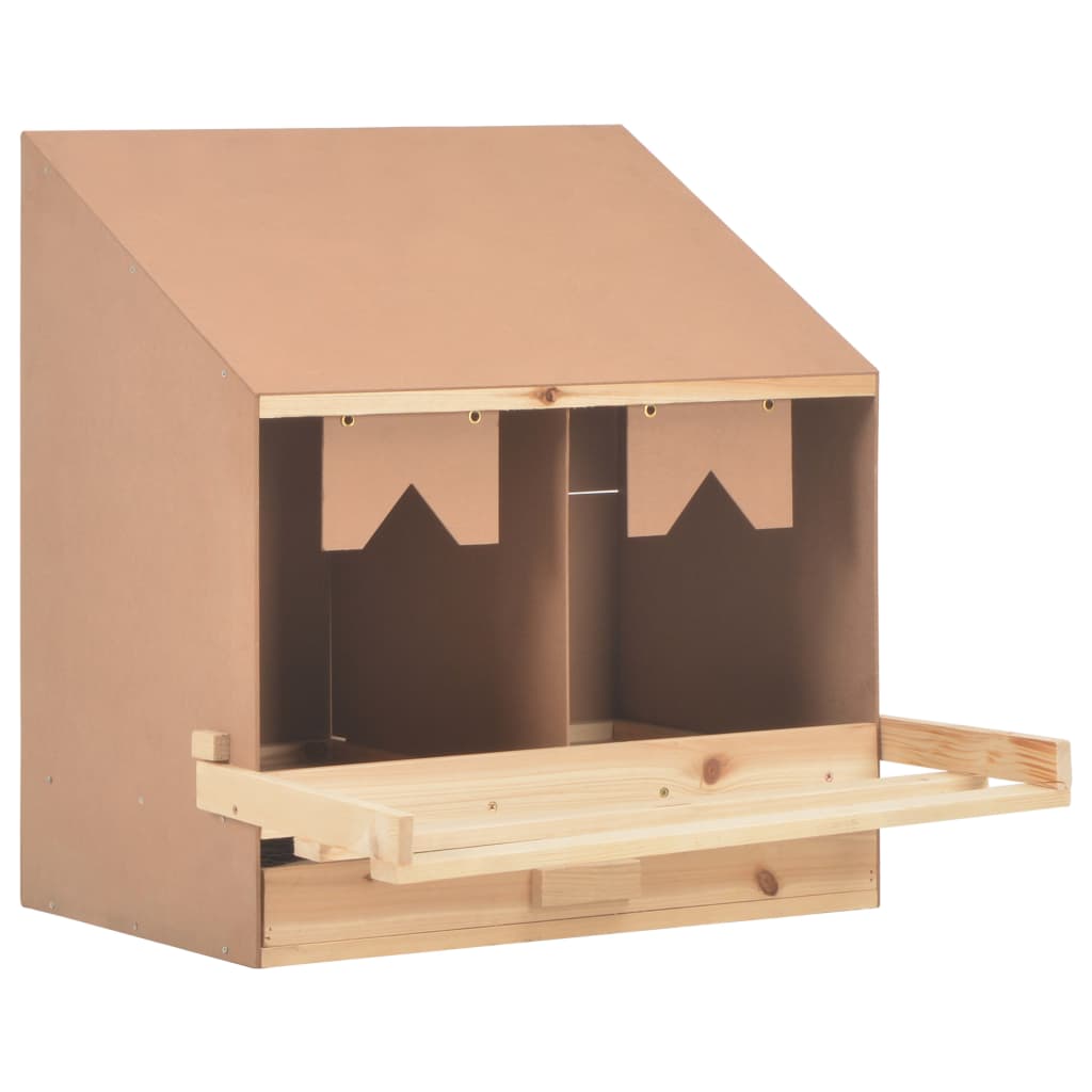 Chicken Laying Nest 2 Compartments 24.8"x15.7"x25.6" Solid Pine Wood