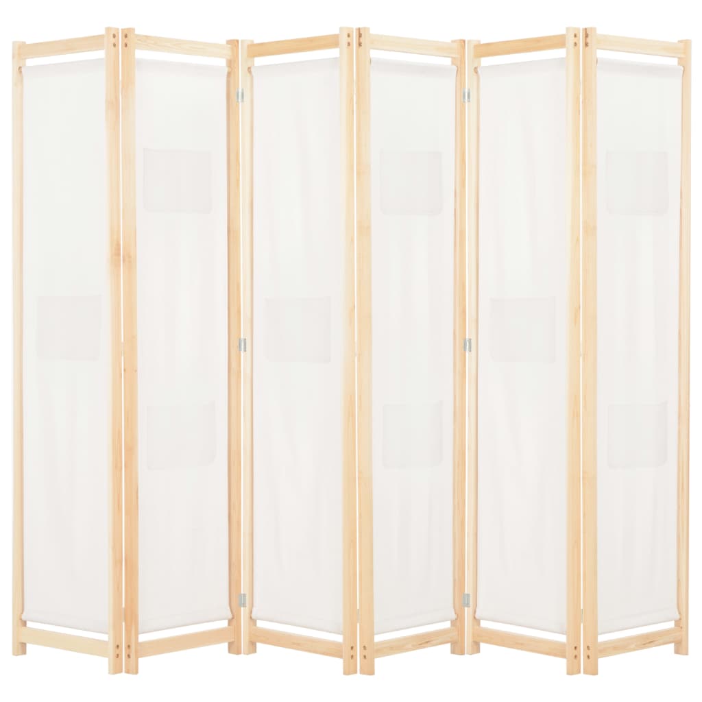 6-Panel Room Divider Cream 94.5"x66.9"x1.6" Fabric