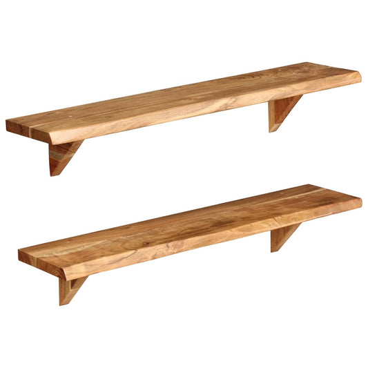 Wall Shelves 2 pcs 35.4"x7.9"x6.3" Solid Acacia Wood