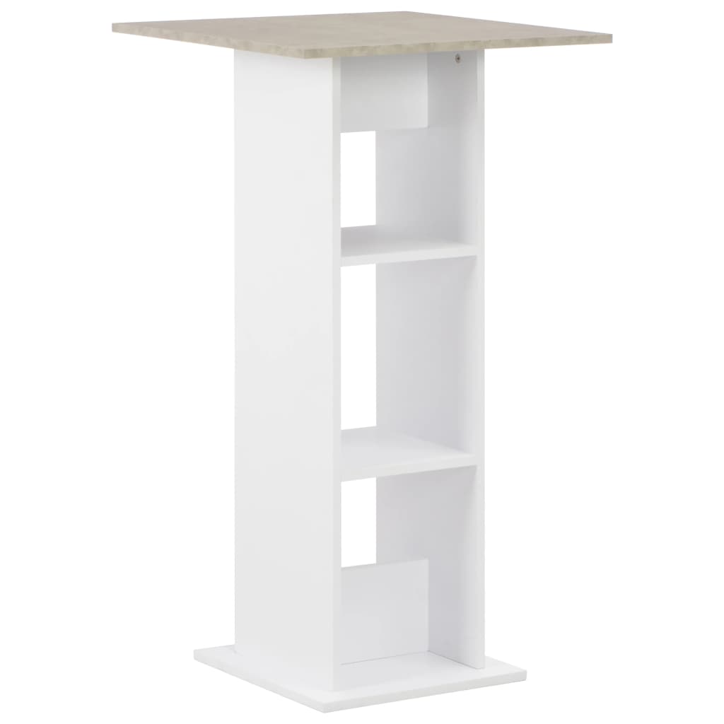 Bar Table White and Concrete 23.6"x23.6"x43.3"