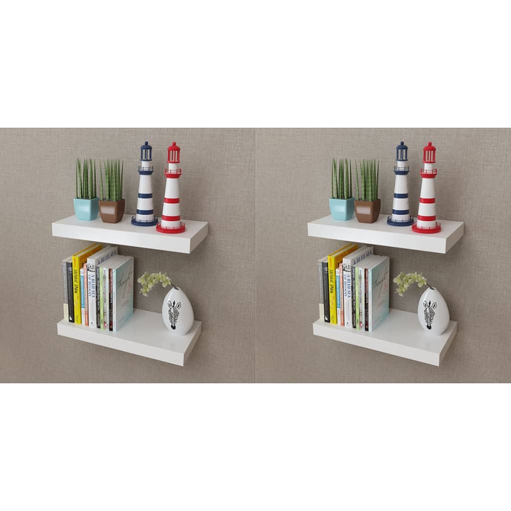 Wall Shelves 4 pcs White 15.7"