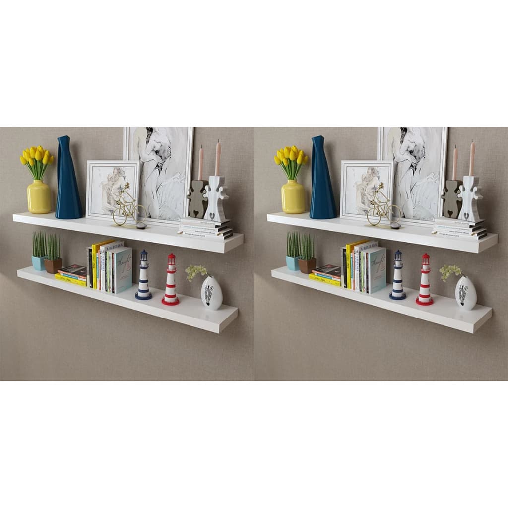 Wall Shelves 4 pcs White 47.2"