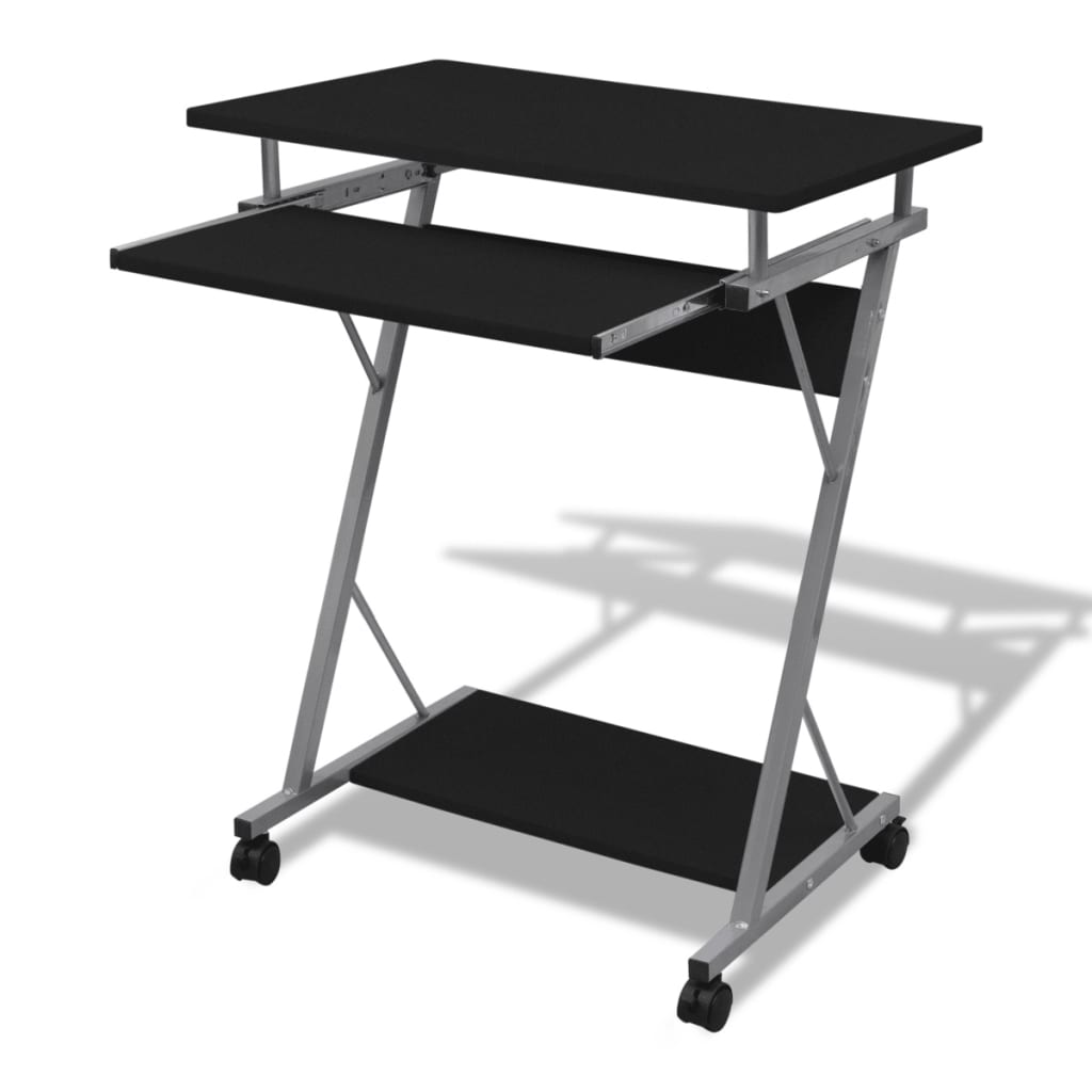 Computer Desk Pull Out Tray Black Furniture Office Student Table