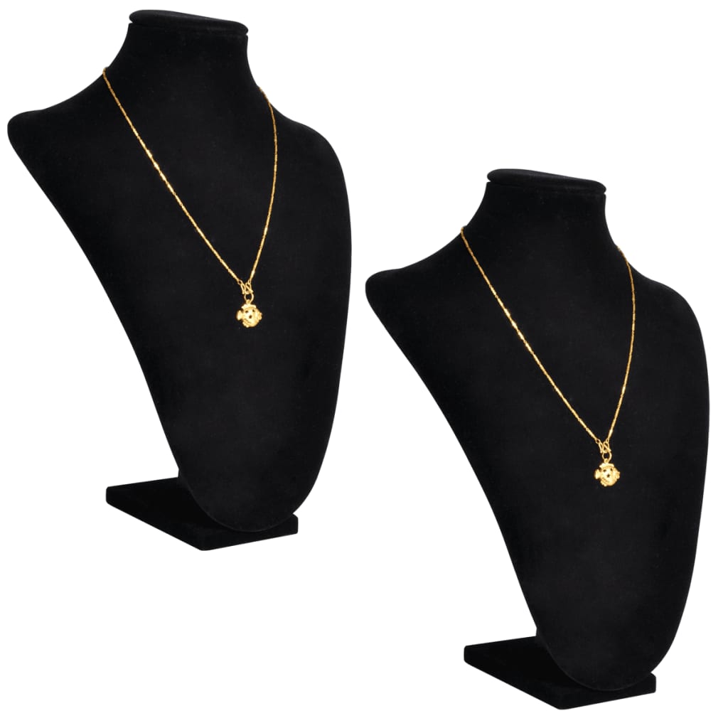 Flannel Jewelry Holder Necklace Bust Black 9" x 4.5" x 11.8" 2 pcs