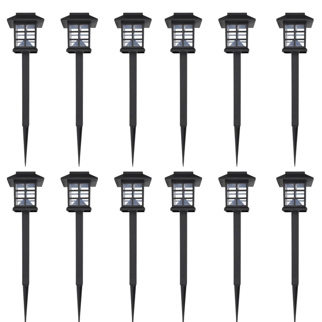Outdoor Solar Lamp LED Light Set 12 pcs with Spike 3.4"x3.4"x15"
