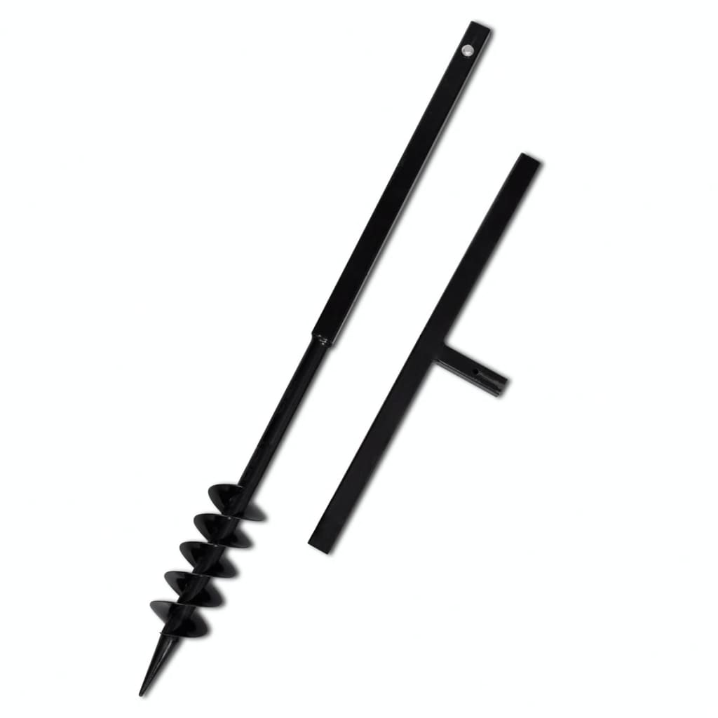 Ground Drill Handle Auger Bit 3.15" Black Double Spirals Steel