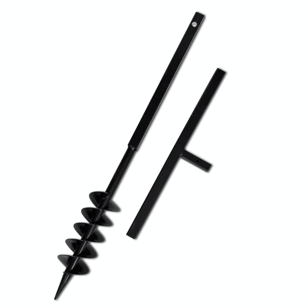 Ground Drill Handle Auger Bit 3.94" Black Double Spirals Steel