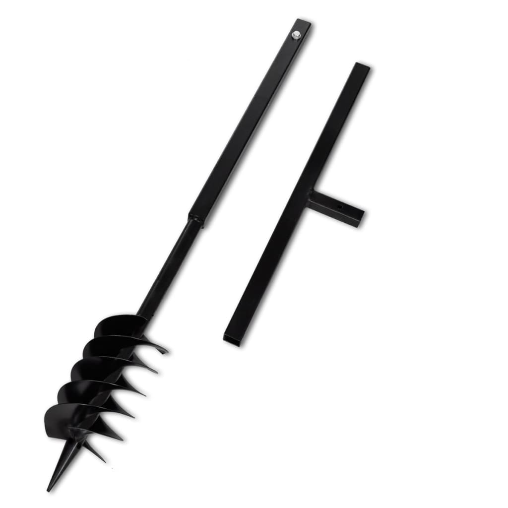 Ground Drill Handle Auger Bit 4.72" Black Double Spirals Steel