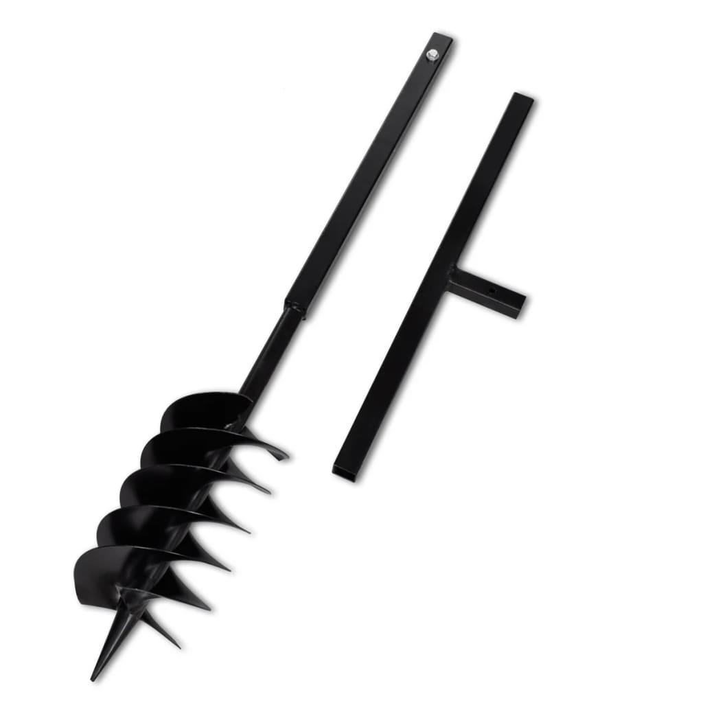 Ground Drill Handle Auger Bit 5.91" Black Three Spirals Steel