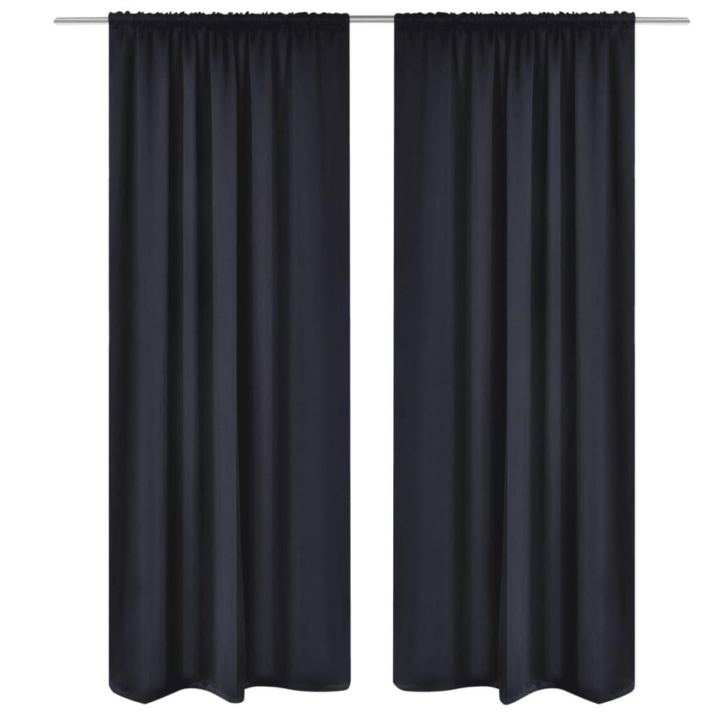 2 pcs Black Slot-Headed Blackout Curtains 53" x 96"
