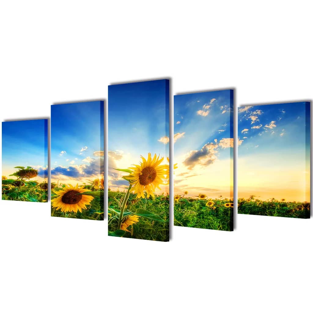 Canvas Wall Print Set Sunflower 79" x 39"