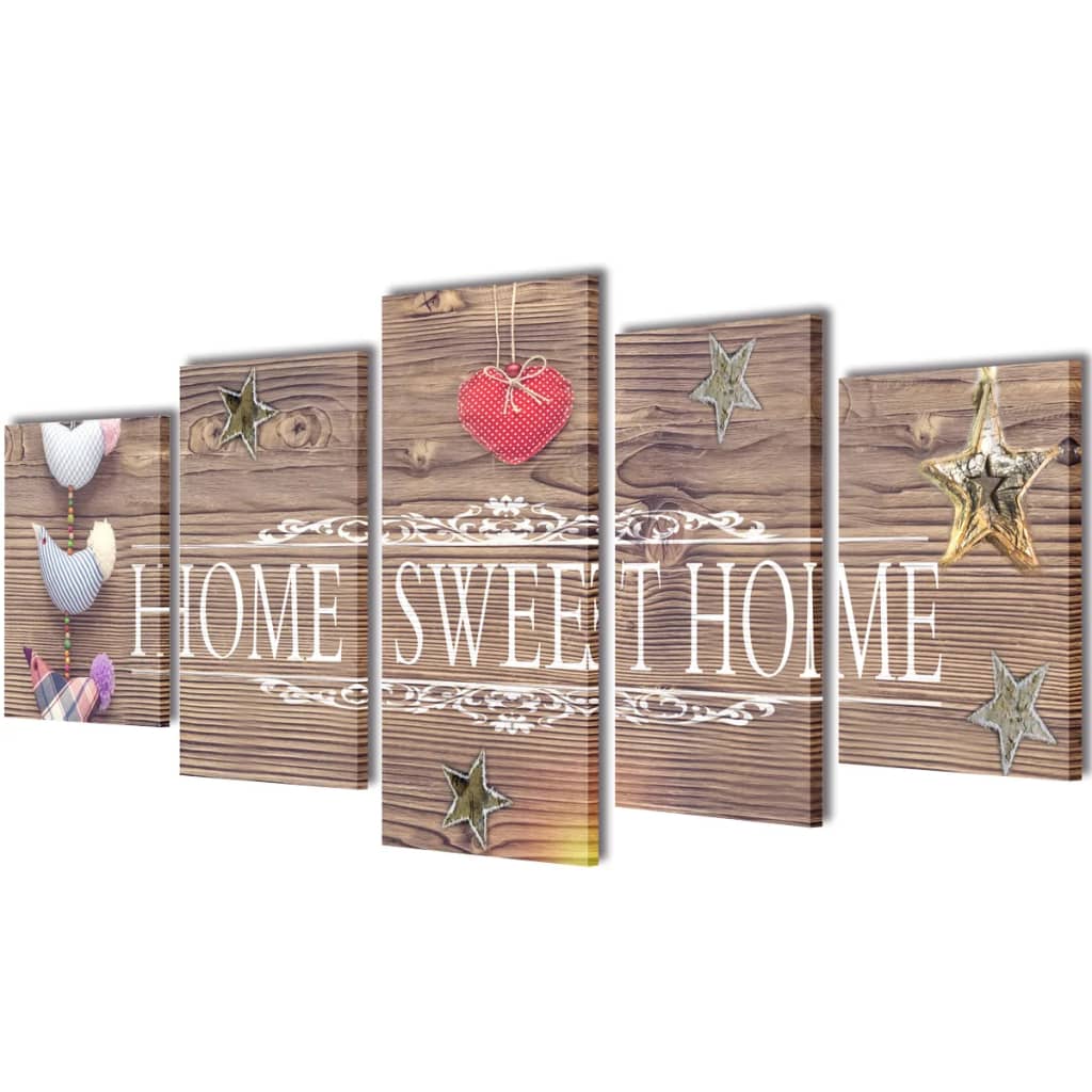 Canvas Wall Print Set Home Sweet Home Design 39" x 20"