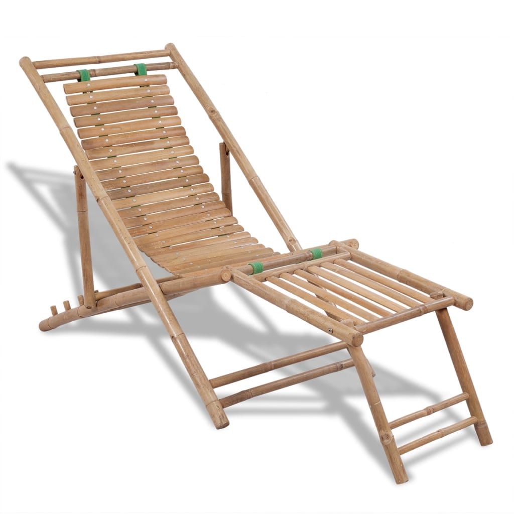 Patio Deck Chair with Footrest Bamboo