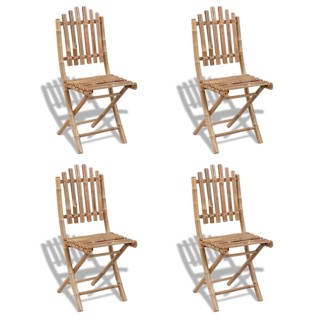 Foldable Patio Chairs Bamboo 4 pcs