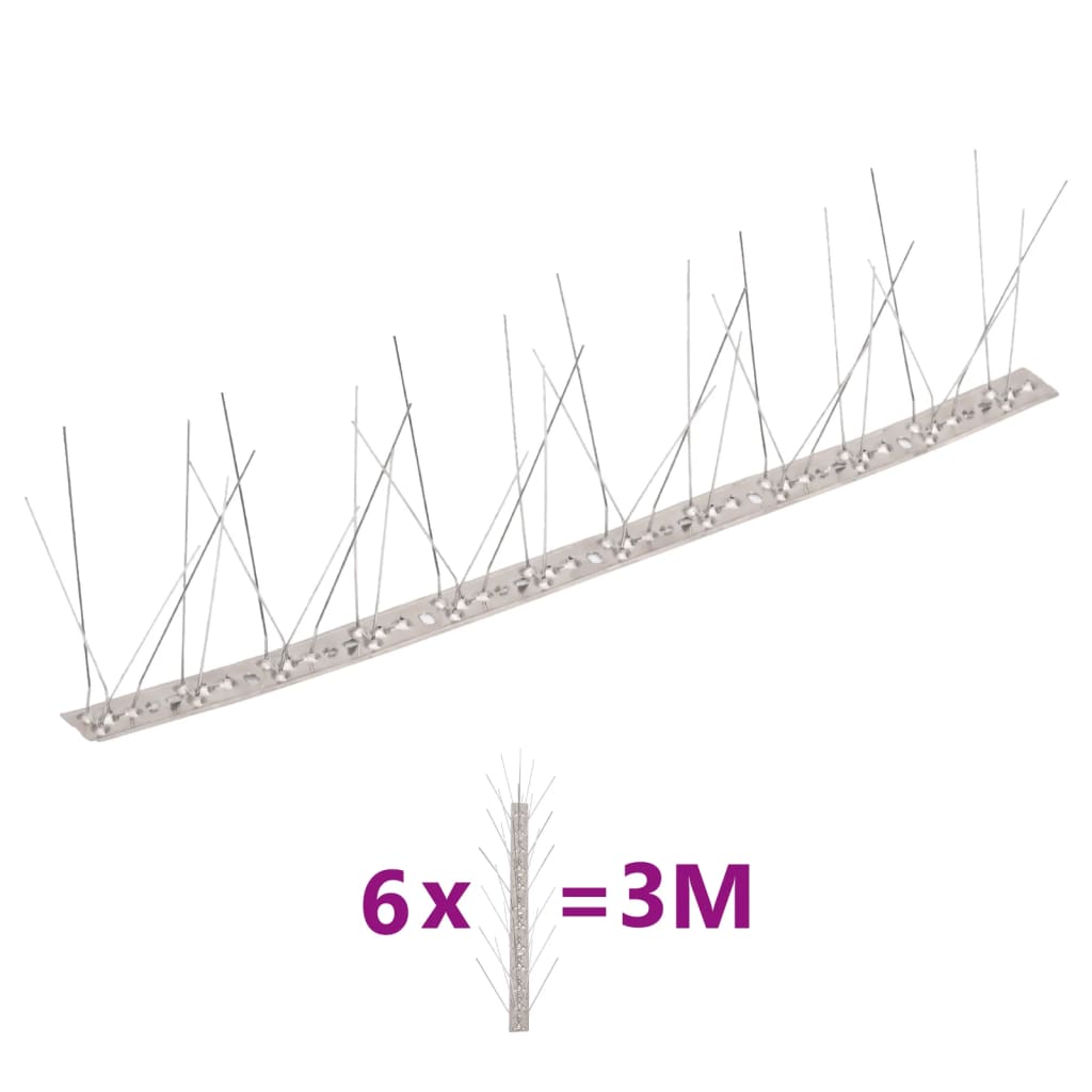 5-row Stainless Steel Bird & Pigeon Spikes Set of 6 10'
