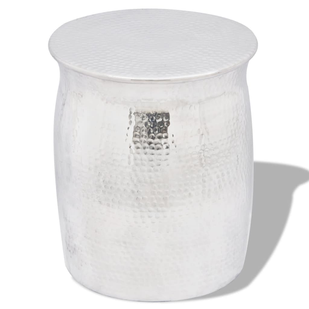 Hammered Aluminum Stool/Side Table Silver