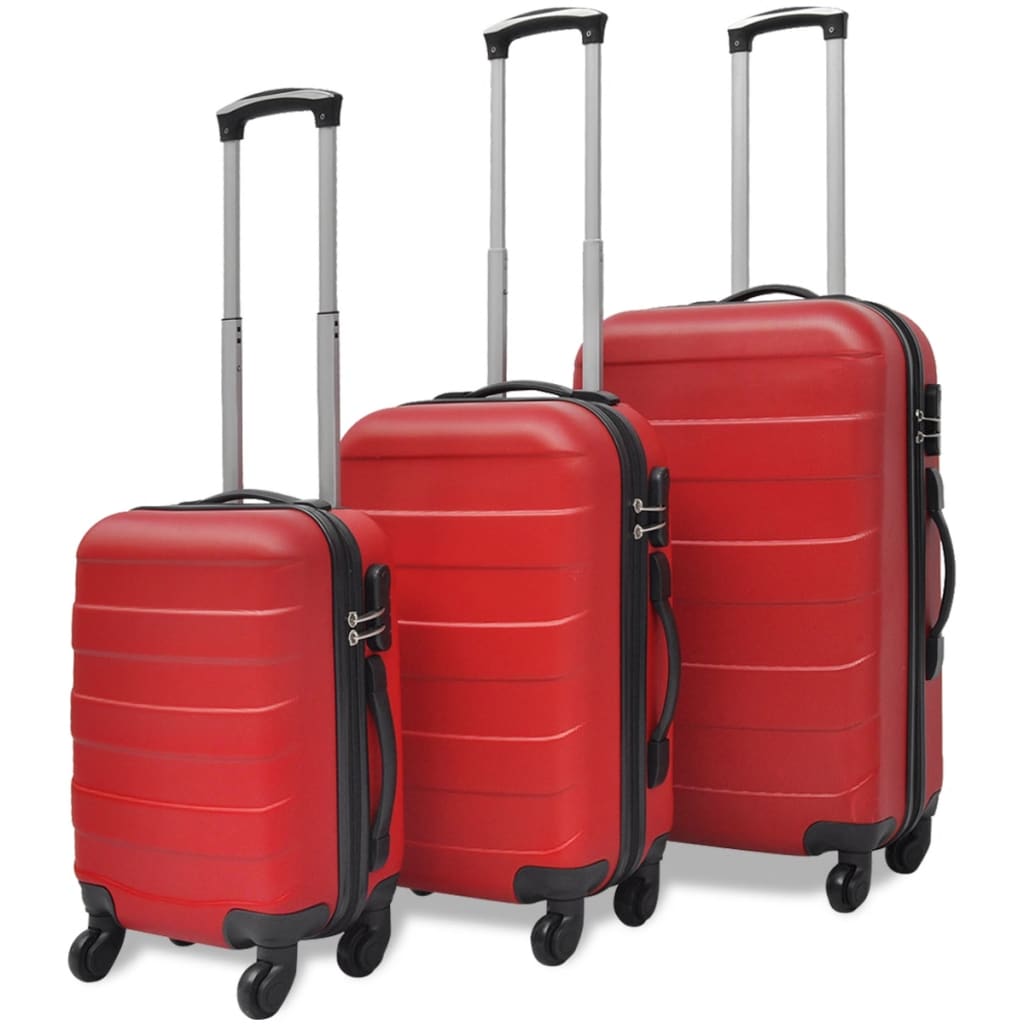 Three Piece Hardcase Trolley Set Red 17.9"/21.7"/26"