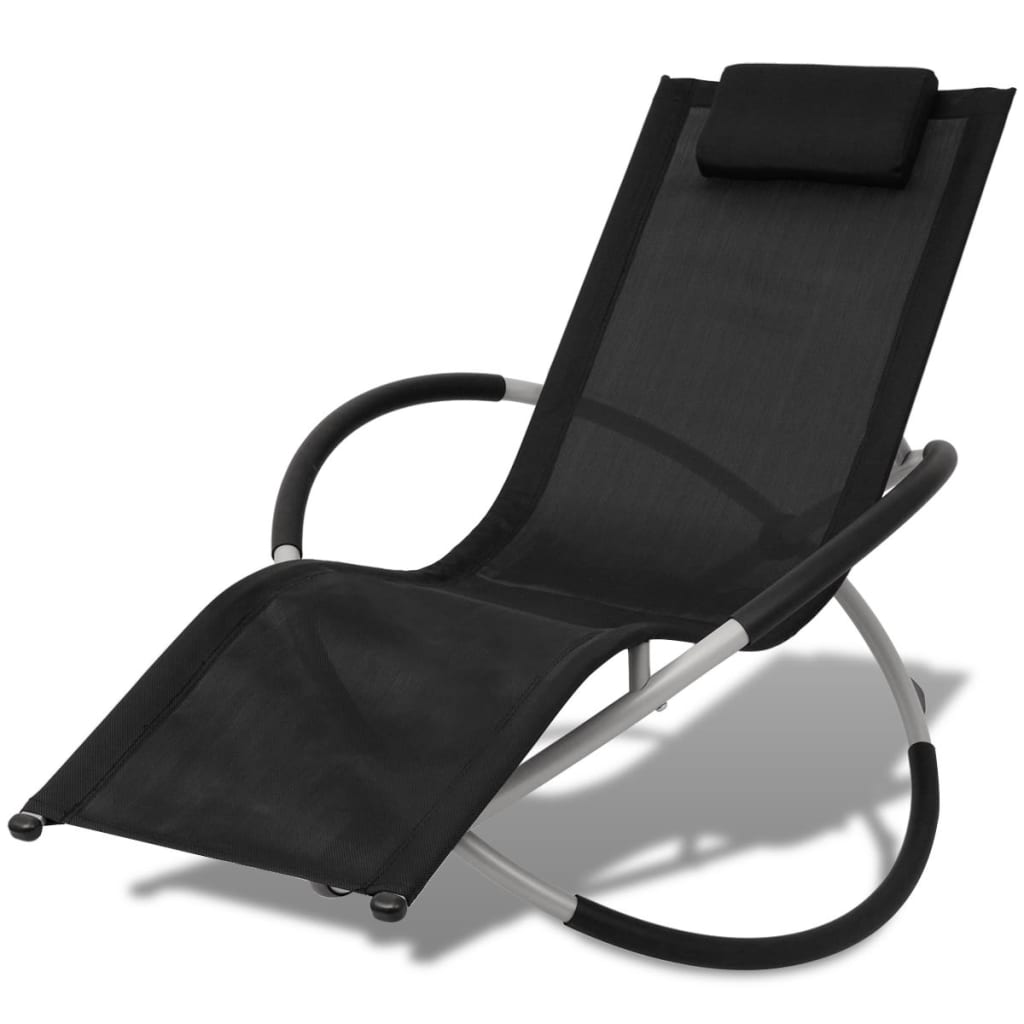 Patio Geometrical Sun Lounger Steel Black and Gray