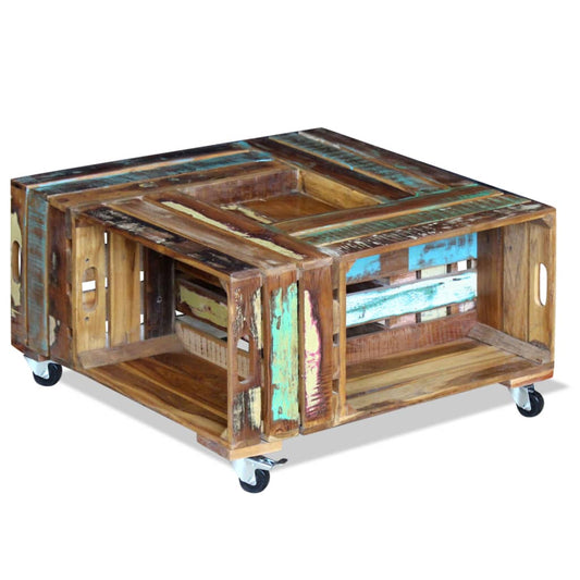 Coffee Table Solid Reclaimed Wood 27.6"x27.6"x13.8"