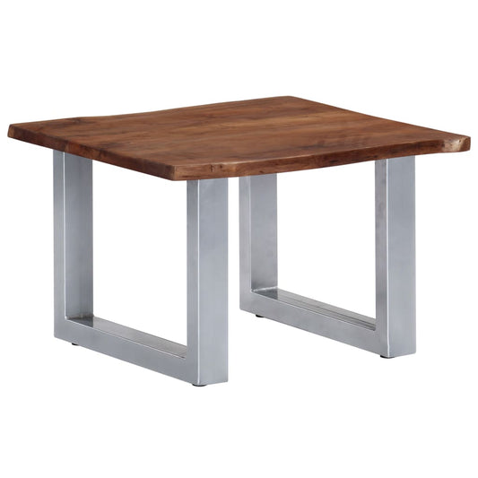 Coffee Table with Live Edges 23.6"x23.6"x15.7"