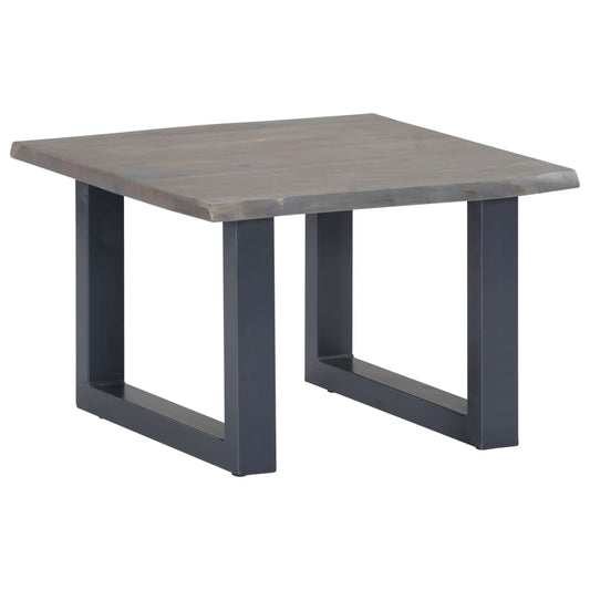 Coffee Table with Live Edges Gray 23.6"x23.6"x15.7"