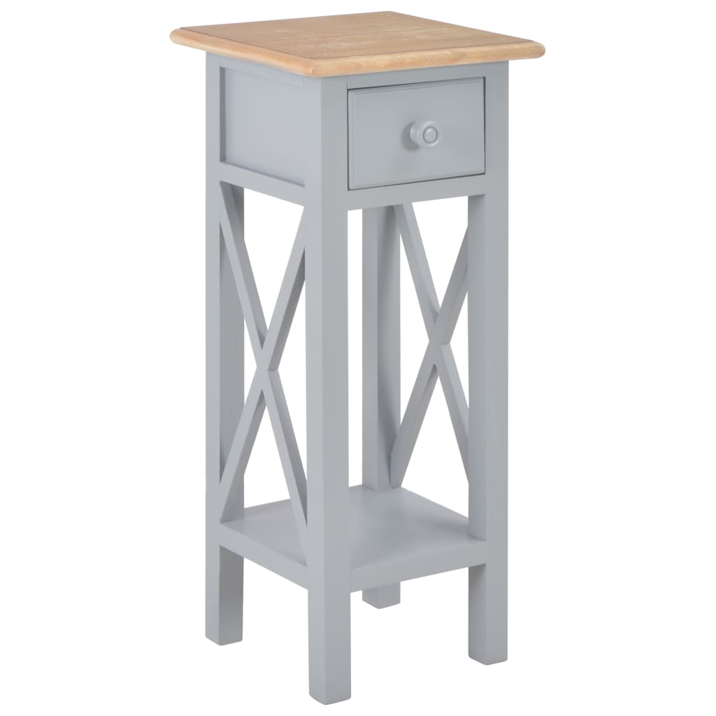 Side Table Gray 10.6"x10.6"x25.8" Wood