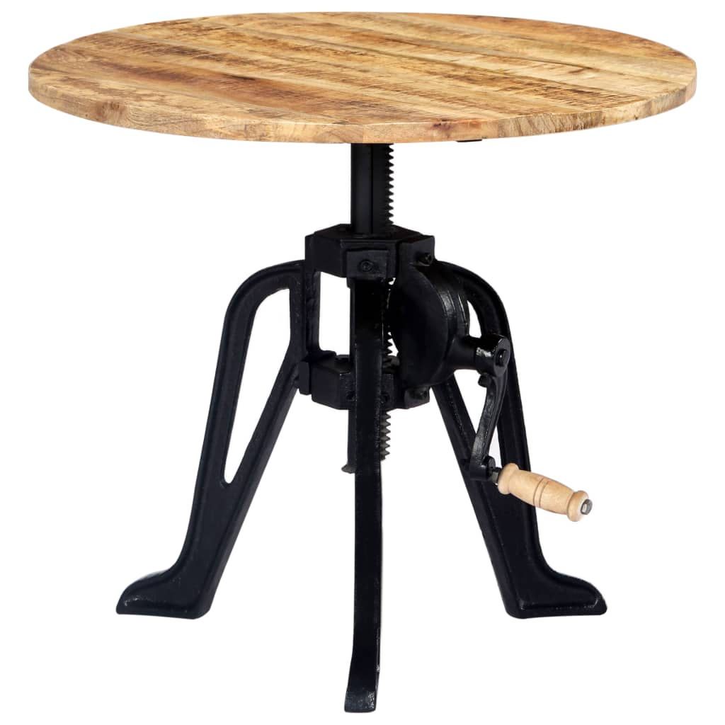 Side Table 23.6"x(18.1"-24.8") Solid Mango Wood and Cast Iron