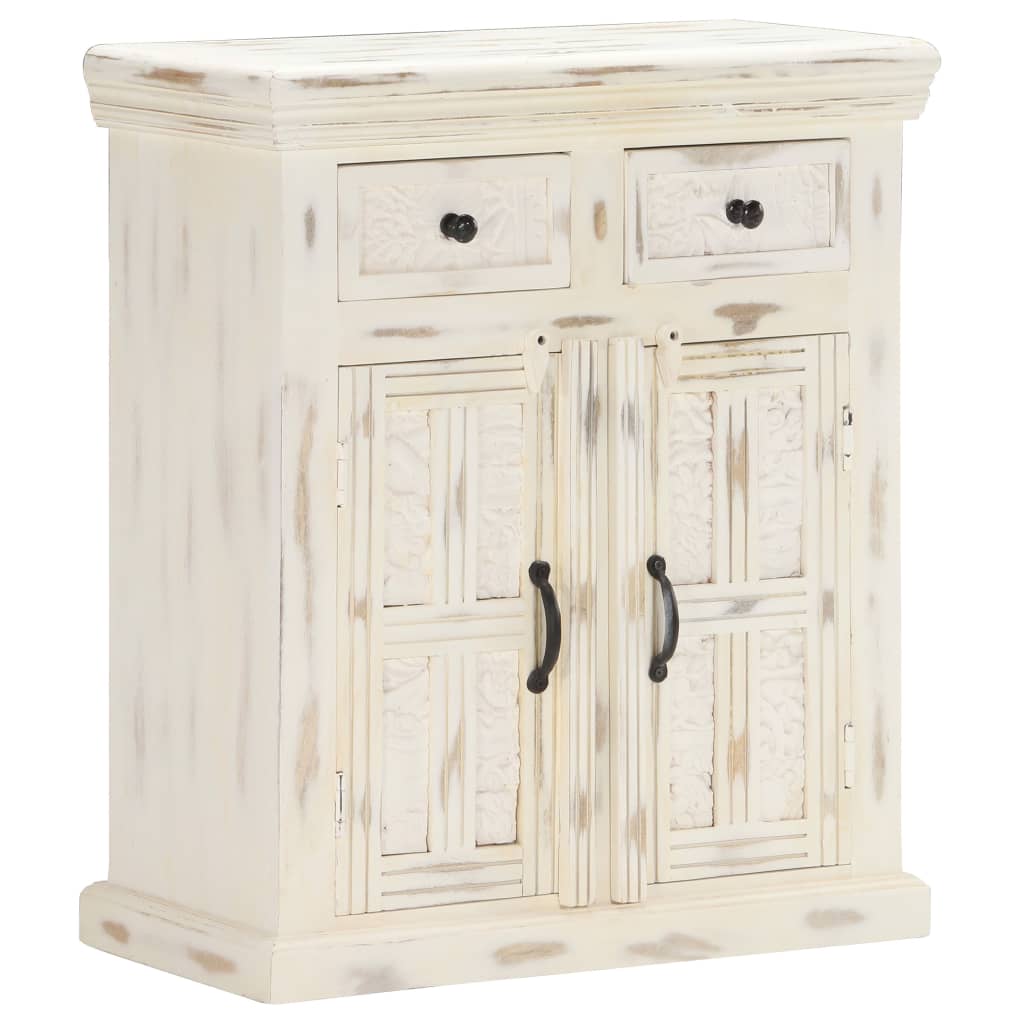 Sideboard White 25.6"x11.8"x29.5" Solid Mango Wood
