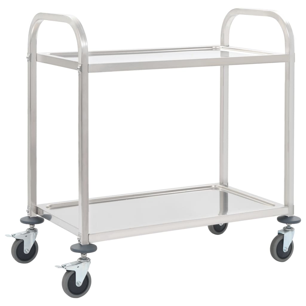 2-Tier Kitchen Trolley 37.4"x17.7"x32.9" Stainless Steel