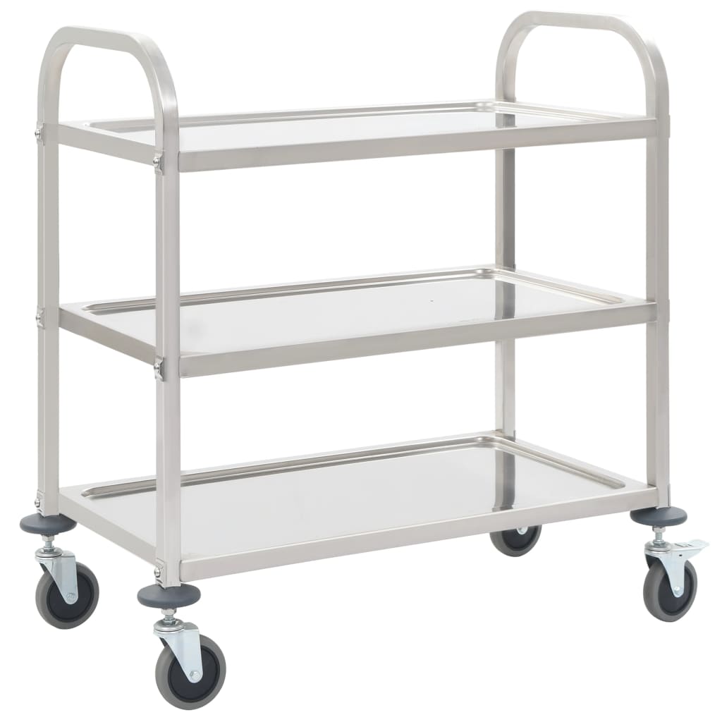 3-Tier Kitchen Trolley 37.4"x17.7"x32.9" Stainless Steel