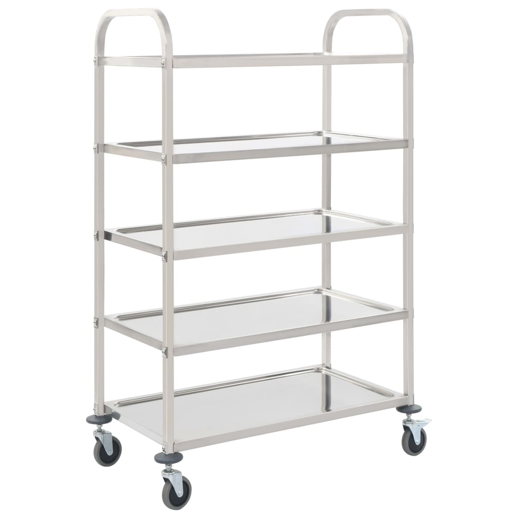 5-Tier Kitchen Trolley 42.1"x21.7"x57.9" Stainless Steel